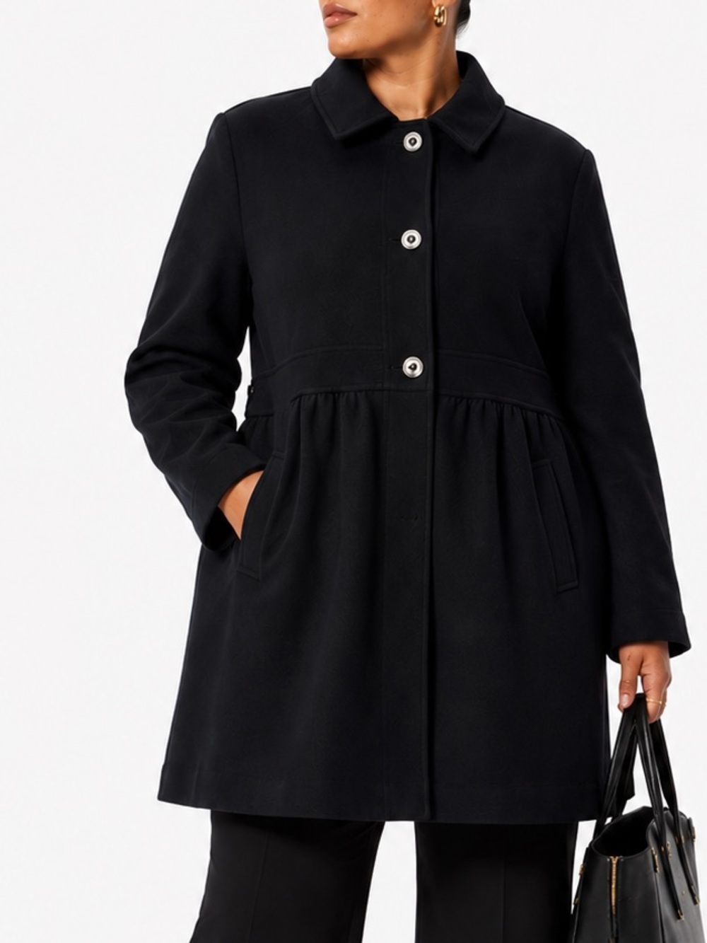 Lane Bryant Classic‎ Black Women's Coat Elegant A Line Jacket W Pockets Size 3X